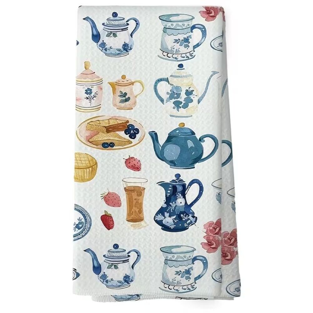 Teapots Kitchen Towels Cleaning Cloth 2pc 24 x 16-inch Microfiber Farmhouse Gift
